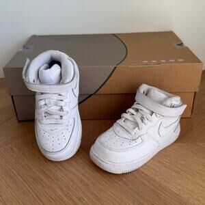 Nike Air Force 1 Mid ‘Triple White’ Toddler Sneakers - SZ 8 C
